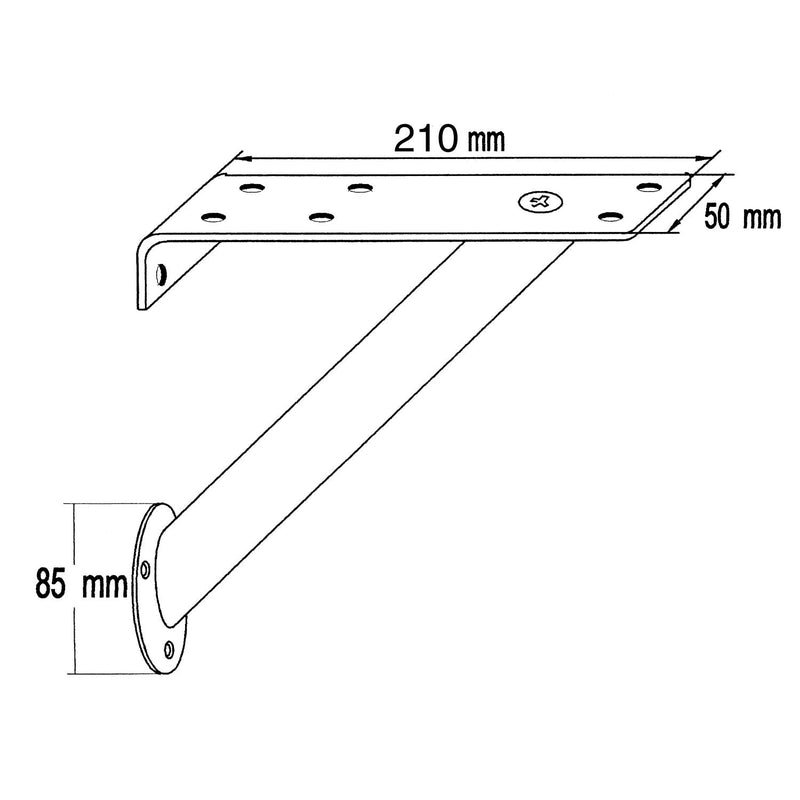 Bar konzola RAK kosa ø 30 mm, visina 220 mm, dubina 210 mm, čelik