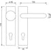 Garnitura kvaka-kugla U-oblik, PZ 72 mm, plastika