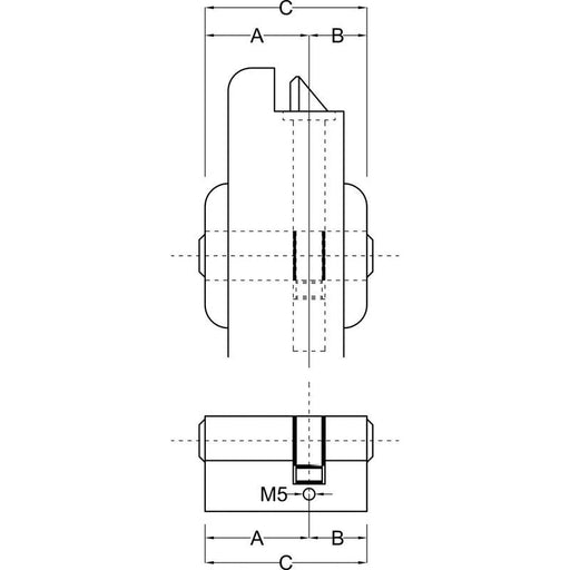 Industrijski obostrani cilindar BKS-B, kvadratni ključ Mesing, niklovan