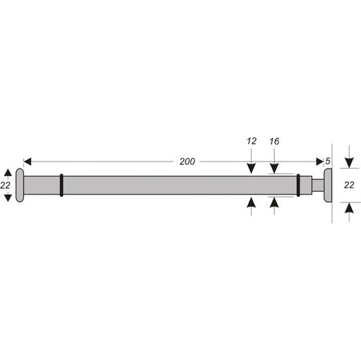 Nosač staklene police Verona - zidna montaža ø12 mm, dužina 200 mm, hromiran mat