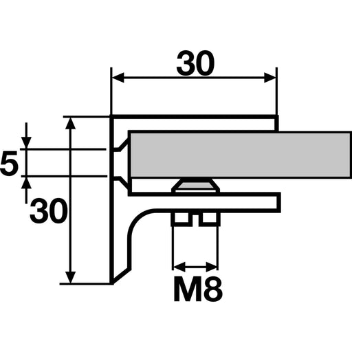 Stezni nosač staklene police Pula, staklo 8-10 mm, širina 30 mm, mesing hromiran