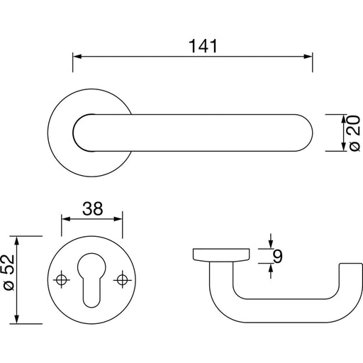 Garnitura kvaka PARIS sa rozetnom, PZ, 40-66, plastika