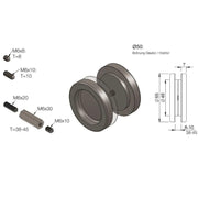Ukopna ručkica okrugla Ø 65mm, TS 8-10 / 38-45mm, aluminijum crni mat