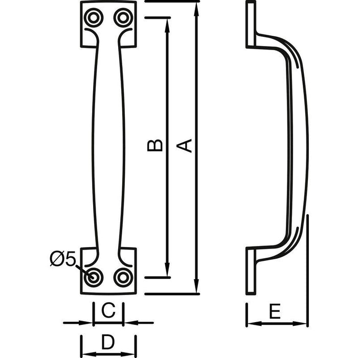 Rukohvat za klizna ravna vrata - 230 mm, termolakirani, levi