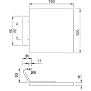 KWS pločasti rukohvat SARAH - 150 x 150 x 18mm, aluminijum srebrno eloksiran / plastika