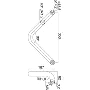 Rukohvat 4524 V-oblik, 382 mm, rastojanje od rupe 350 mm, ručka M8