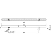 Rukohvat za vrata 4820, 600 mm, razmak rupa 400 mm, ručka 25x25 mm