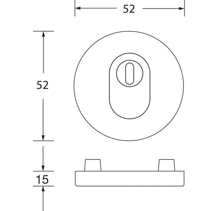 SOLIDO rozetna za cilindar spoljašnja okrugla, ø 52 x 15, crna