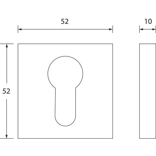 SOLIDO rozetna za cilindar unutrašnja ugaona, 52 x 52 x 10