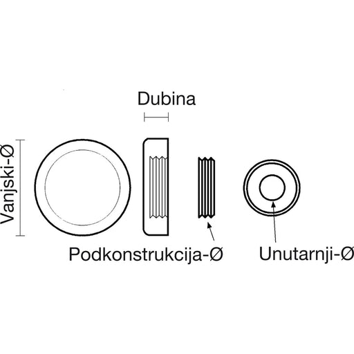 Kapa za ogledalo za pričvršćivanje zavrtnjima, spolja ø 32 mm, unutra ø 8 mm, mesing hromiran