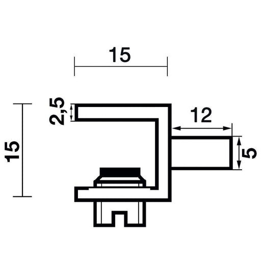 Stezni nosač staklene police, debljina stakla 4-6 mm, mesing, hromiran i poliran