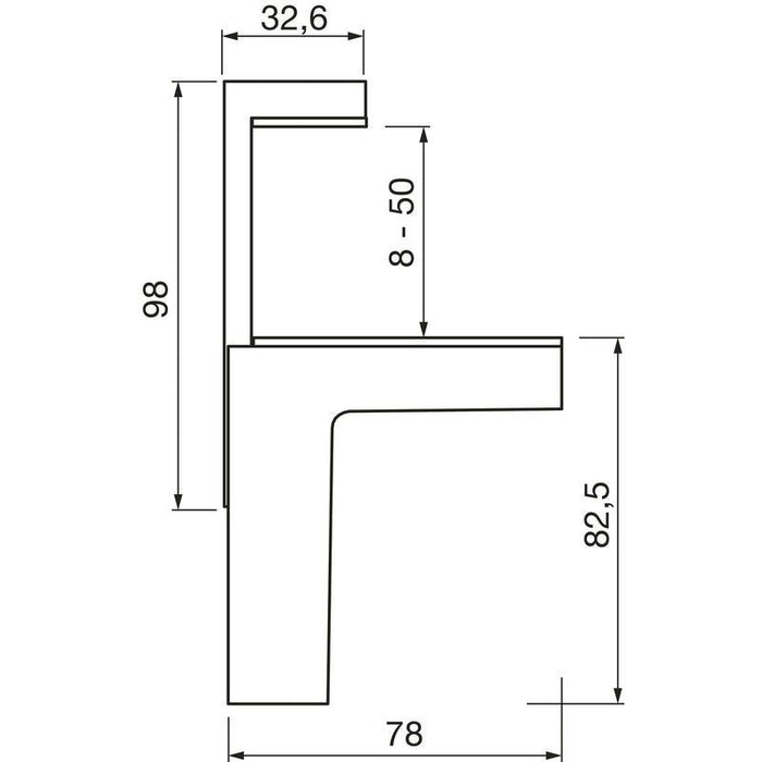 Stezni nosač police TS, debljina materijala 8-50 mm, zamak crni mat