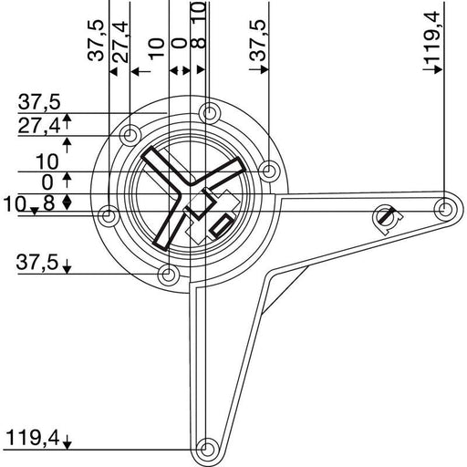 Zamenska pričvrsna ploča za cilindričnu/Aluminia ø 50 mm nogu stola - gore