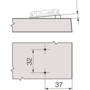 BLUM ugaoni klin, unakrsni, -5° verzija sa vijcima, udaljenost: 6 mm