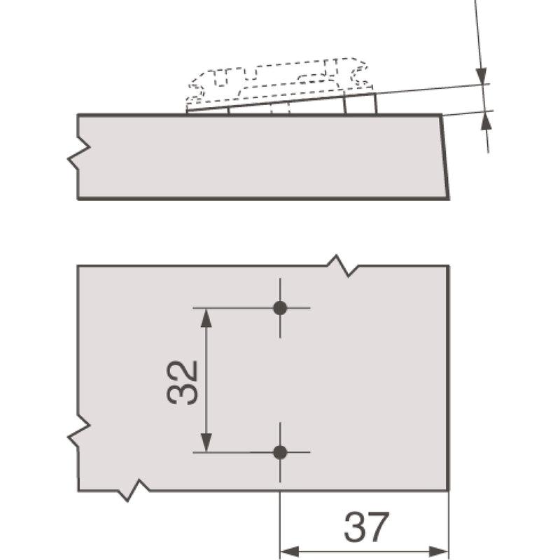 BLUM ugaoni klin, unakrsni, -5° verzija sa vijcima, udaljenost: 6 mm