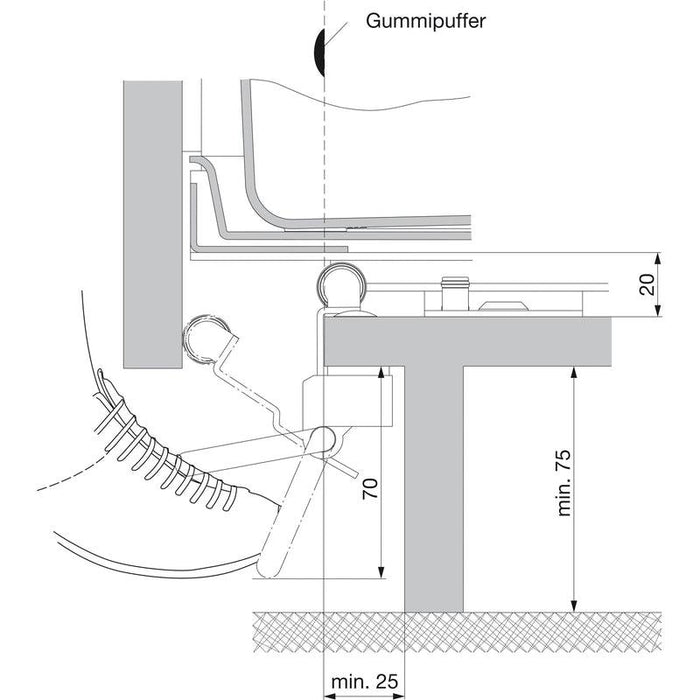 Nožna pedala za sistem za odlaganje otpadaka ÖKO, mat hrom.