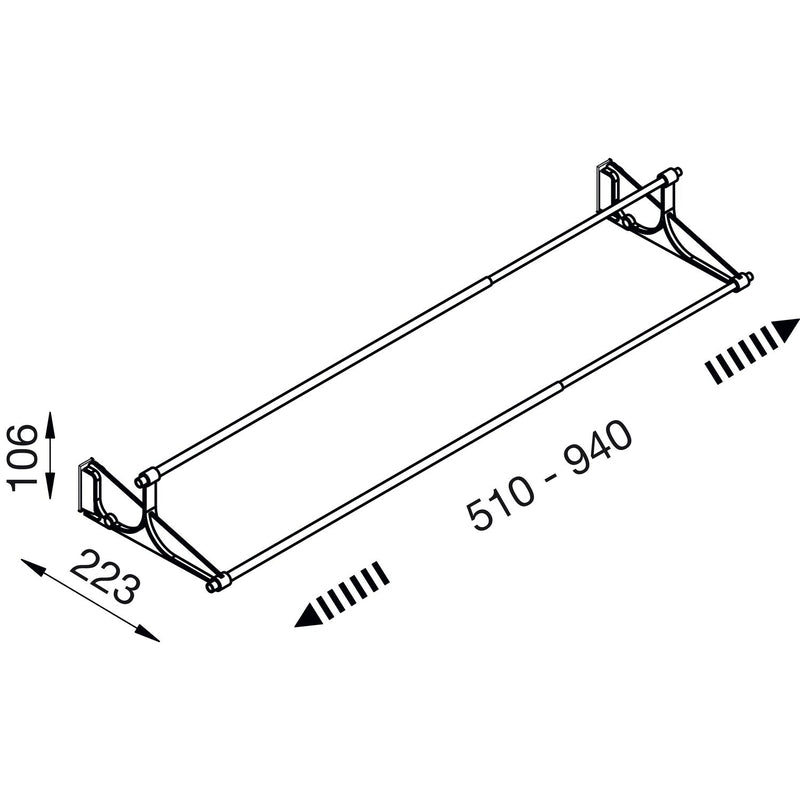 Garderobni lift Junior, V 850,ŠK 440-610mm, Nosivost 10KG, plast.belo/čel.nikl.