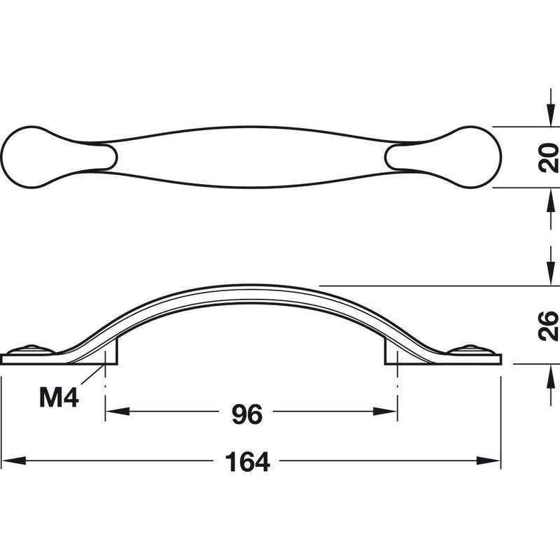 HÄFELE 123.99.084 RUČICE ZA NAMEŠTAJ "BOW HANDLES"