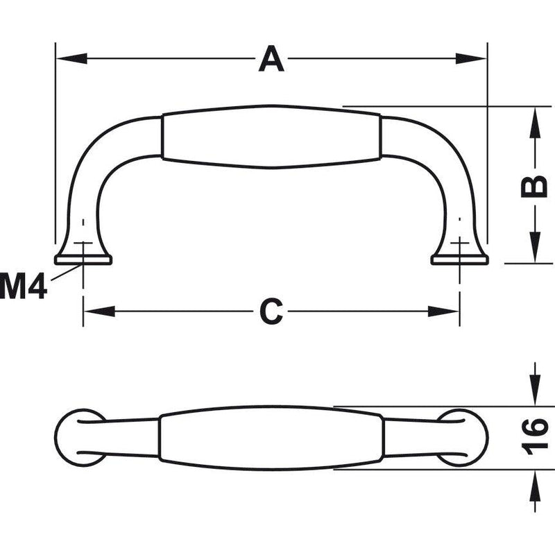 HÄFELE 155.02 RUČICE ZA NAMEŠTAJ "BOW HANDLES" PORCELAN