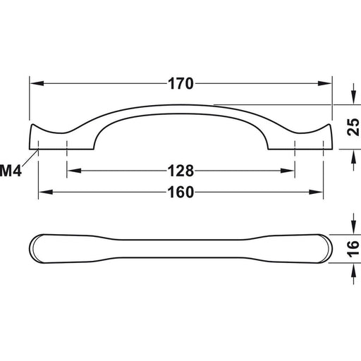 HÄFELE 106.69 RUČICE ZA NAMEŠTAJ "BOW HANDLES"  Model H1970