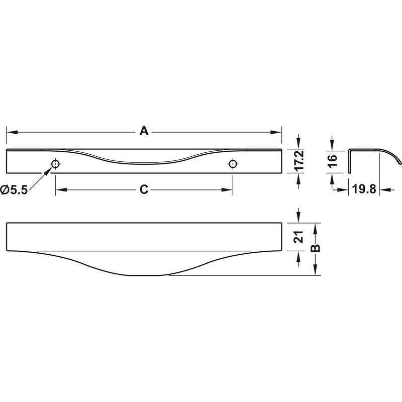 HÄFELE 126.14. RUČICE ZA NAMEŠTAJ "EDGE PULL HANDLES"