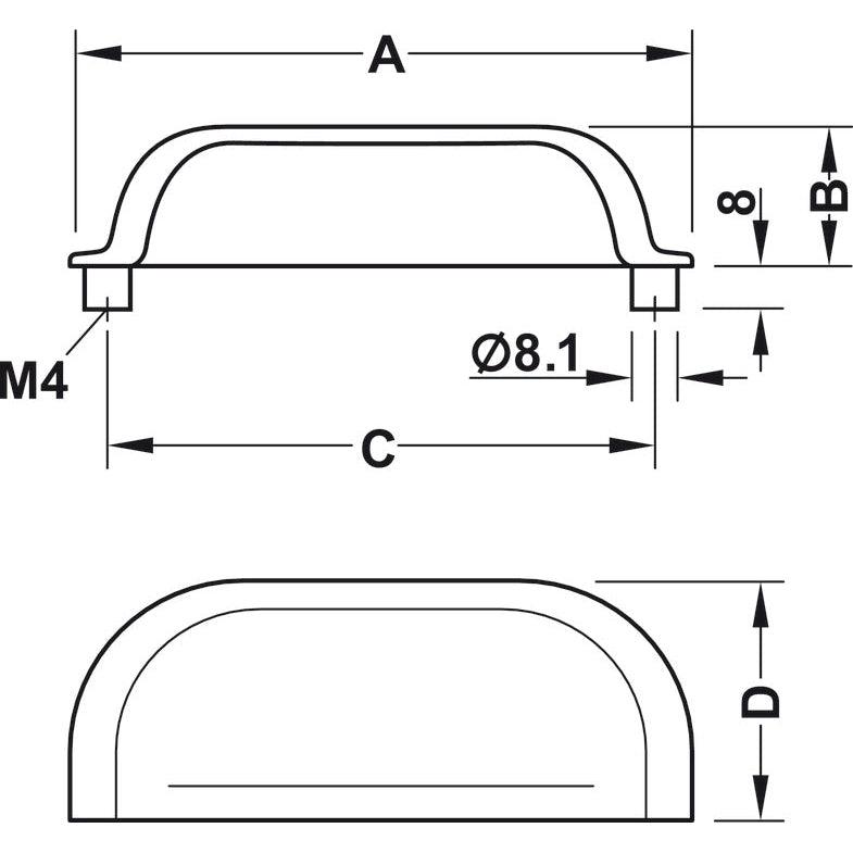 Häfele 155.02 ručica školjka – mesing, 64–192 mm