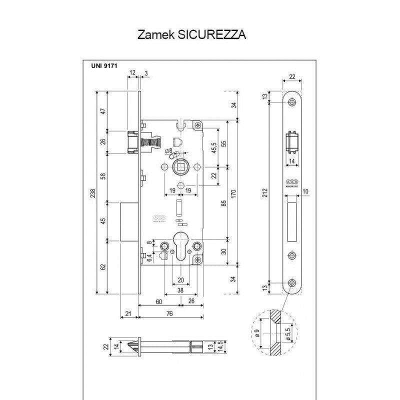 AGB BRAVE SICUREZZA ZA SPOLJNA DRVENA VRATA- cilindar/ oblo čelo/ jezičak širine 10mm DORN MERA 60