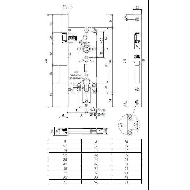 AGB BRAVE SICUREZZA ZA SPOLJNA DRVENA VRATA- cilindar/ ravno čelo/ jezičak širine 10mm DORN MERA 25